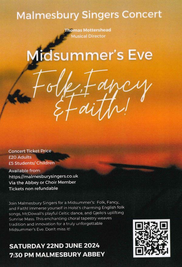 Malmesbury singers Concert - Midsummer's Eve - Folk, Fancy & Faith!